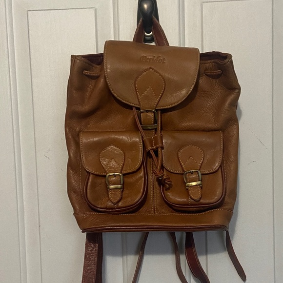 peridot Handbags - Tan Leather Backpack